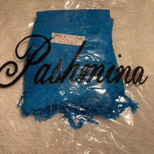 New Pashmina Light Blue Scarf Shawl Wrap W/ 70% Cashmere/Pashmina 30% Silk